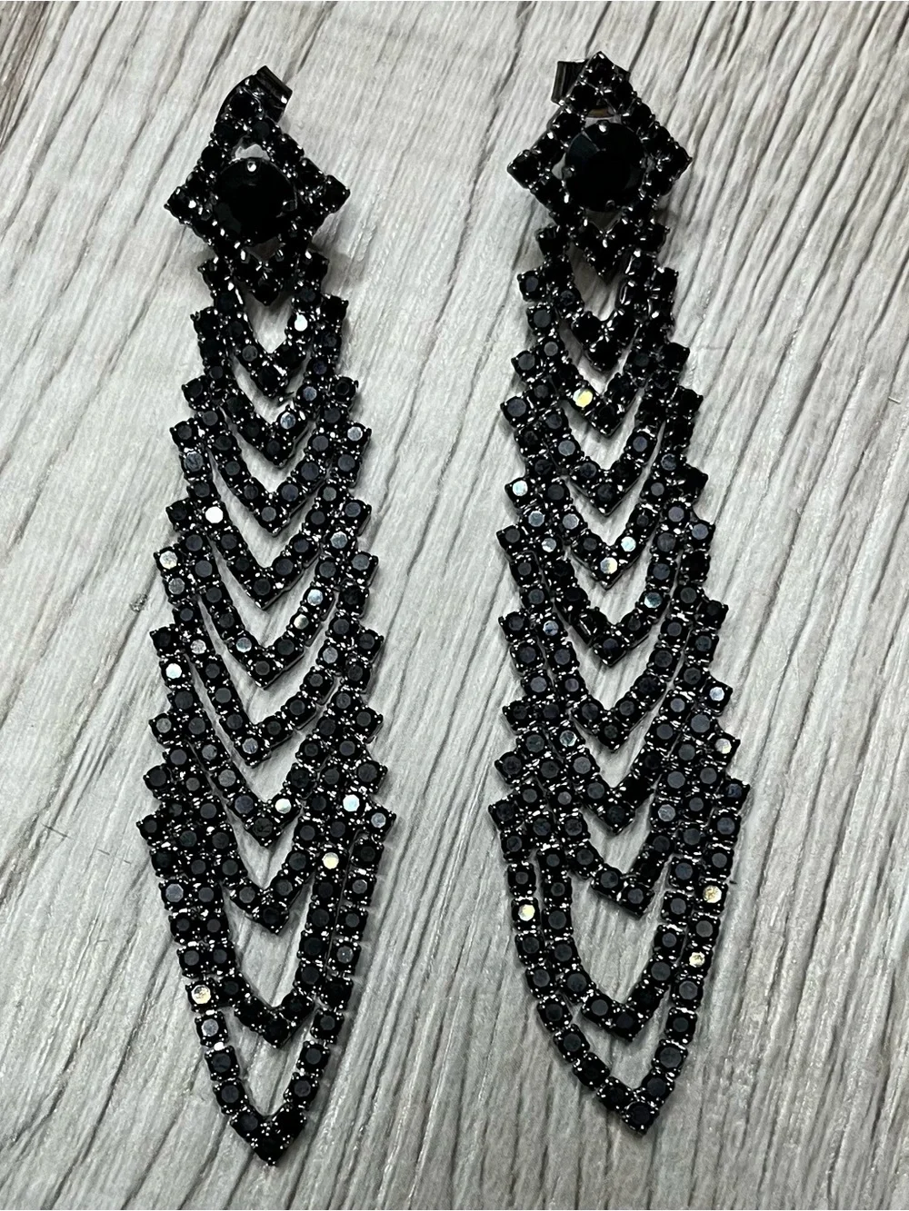 Black Crystal Drop Earrings